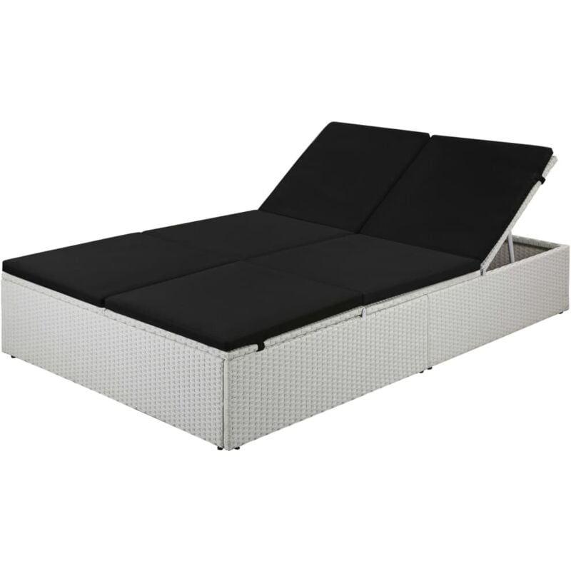 foto del prodotto vidaxl lettino prendisole con cuscino in polyrattan nero 267420