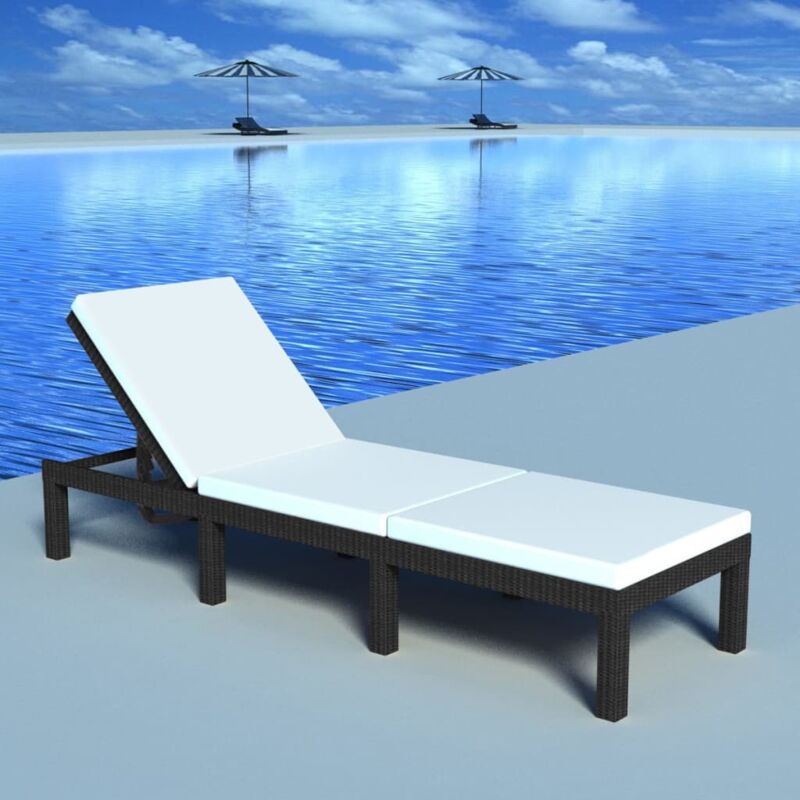 foto del prodotto vidaxl lettino prendisole con cuscino in polyrattan nero 411913