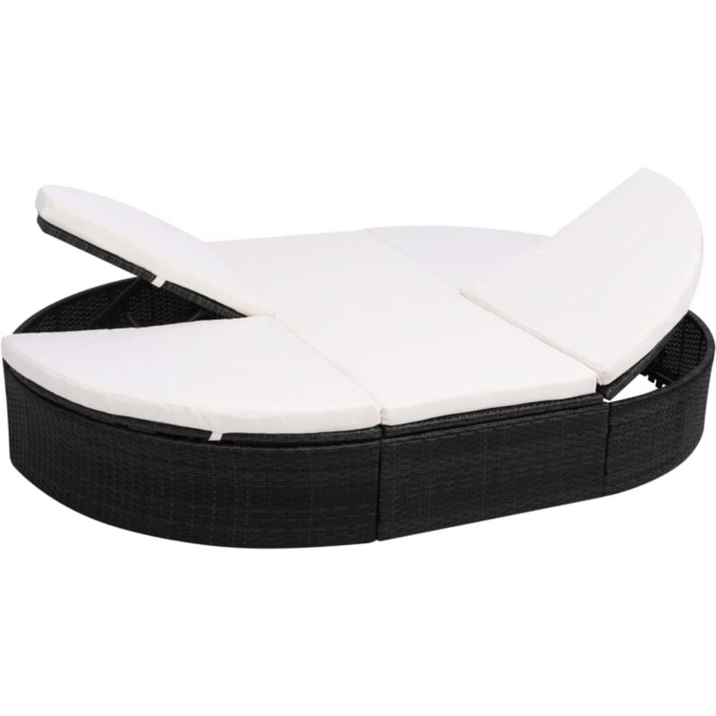 foto del prodotto vidaxl lettino prendisole con cuscino in polyrattan nero