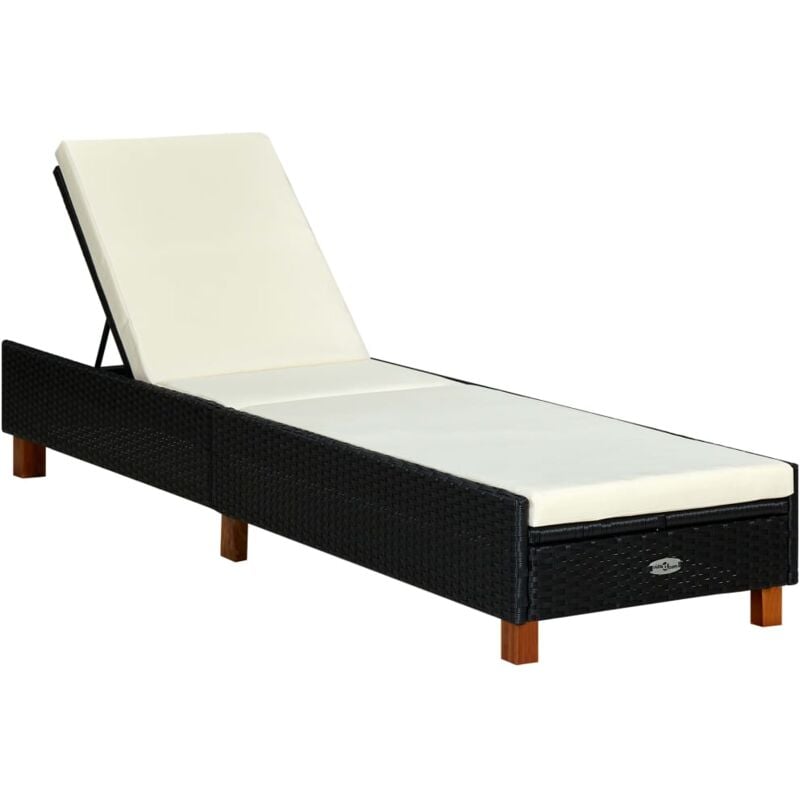 foto del prodotto vidaxl lettino prendisole con cuscino in polyrattan nero