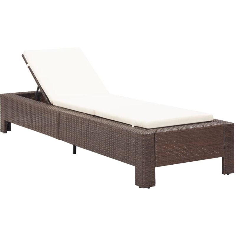foto del prodotto vidaxl lettino prendisole con cuscino marrone in polyrattan