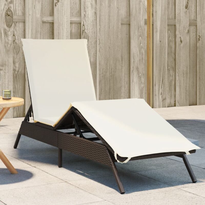 foto del prodotto vidaxl lettino prendisole con cuscino marrone in polyrattan