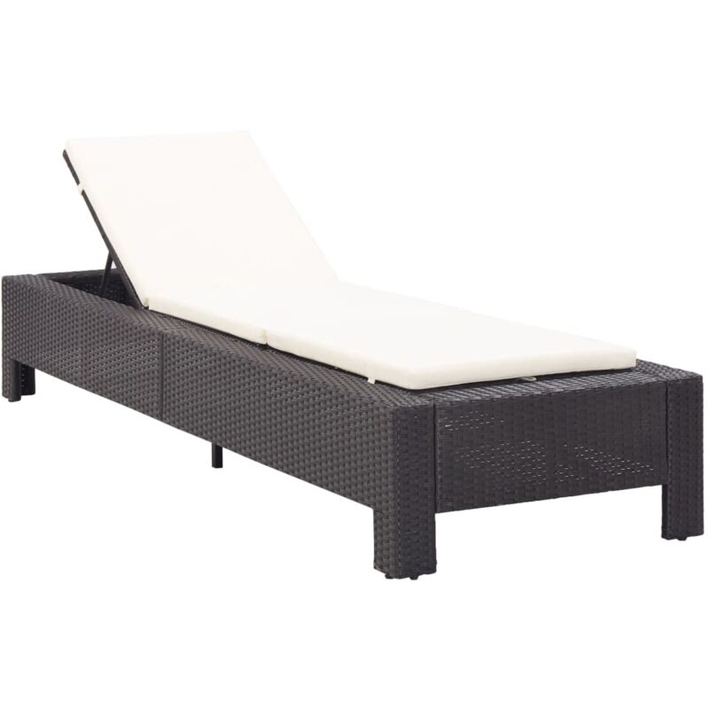 foto del prodotto vidaxl lettino prendisole con cuscino nero in polyrattan