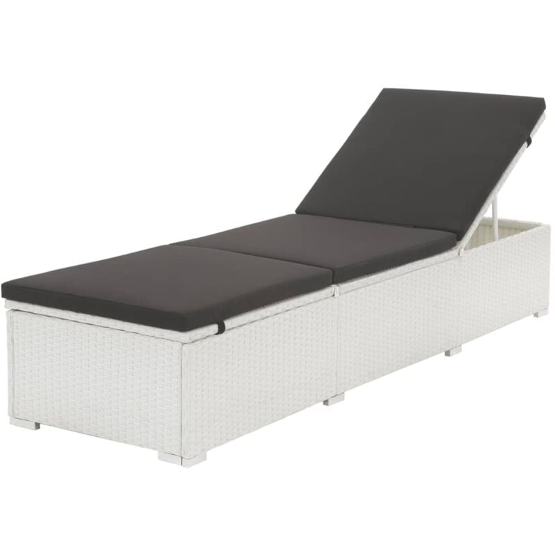 foto del prodotto vidaxl lettino prendisole con cuscino nero in polyrattan bianco