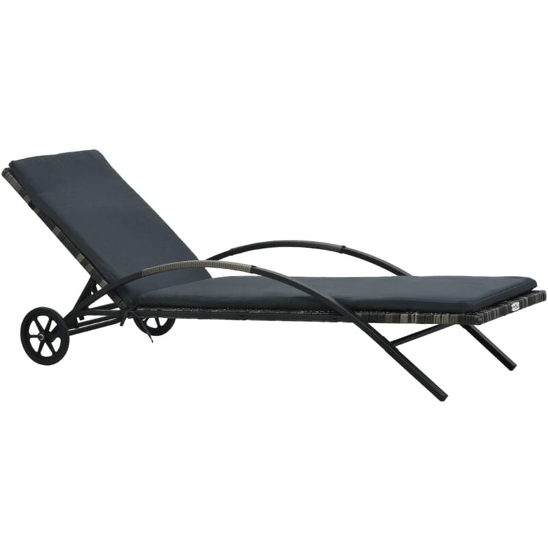 foto del prodotto vidaxl lettino prendisole con cuscino su ruote in polyrattan disponibili vari colori colore antracite