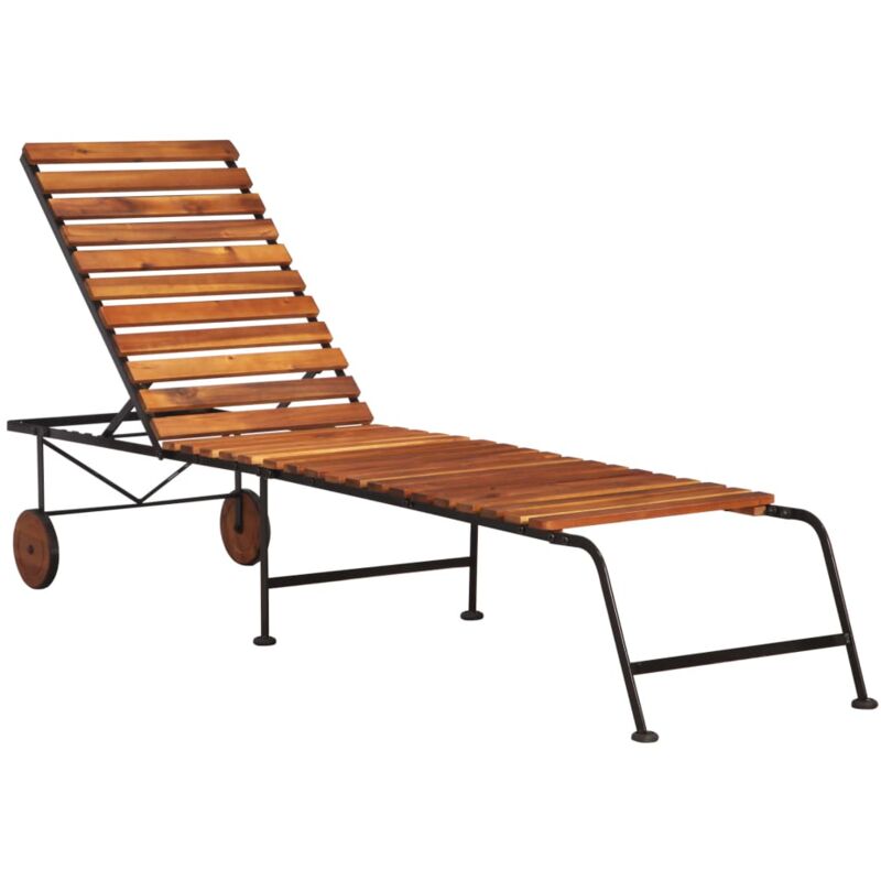 foto del prodotto vidaxl lettino prendisole con gambe in acciaio legno massello acacia