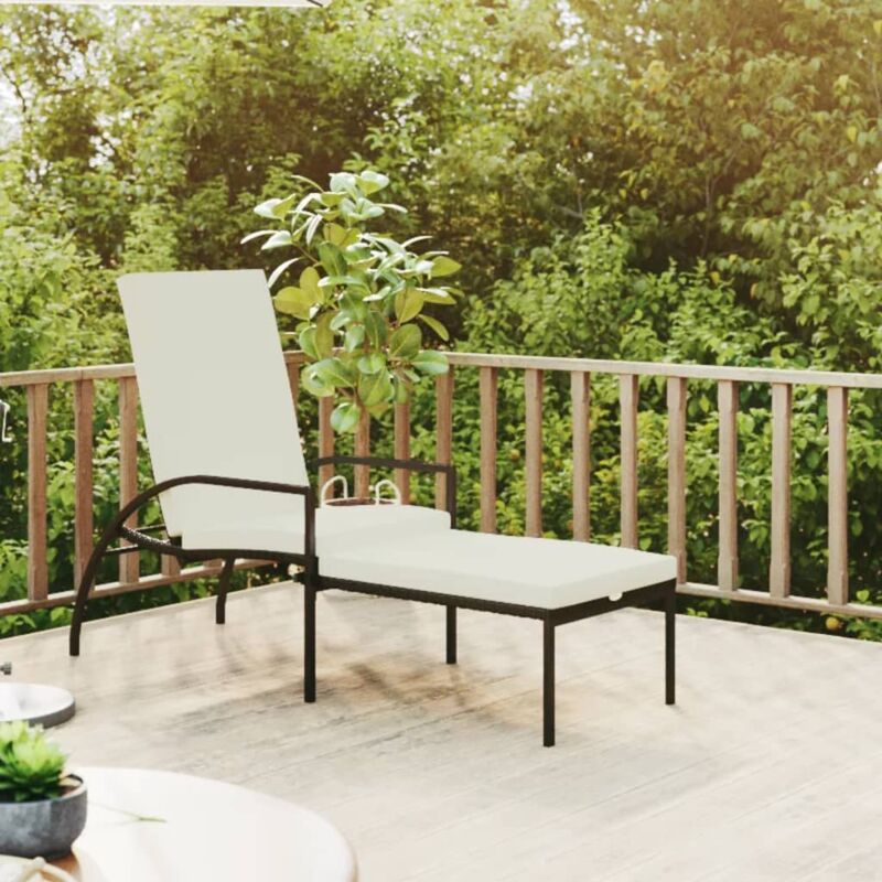 foto del prodotto vidaxl lettino prendisole con poggiapiedi in rattan pe nero