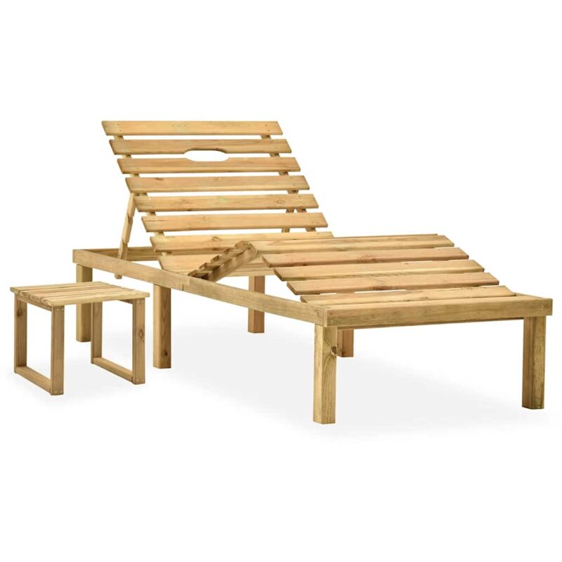 foto del prodotto vidaxl lettino prendisole con tavolino in legno di pino impregnato