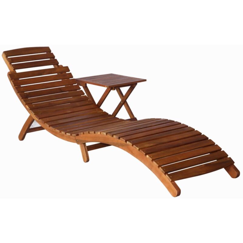 foto del prodotto vidaxl lettino prendisole con tavolino legno massello acacia marrone