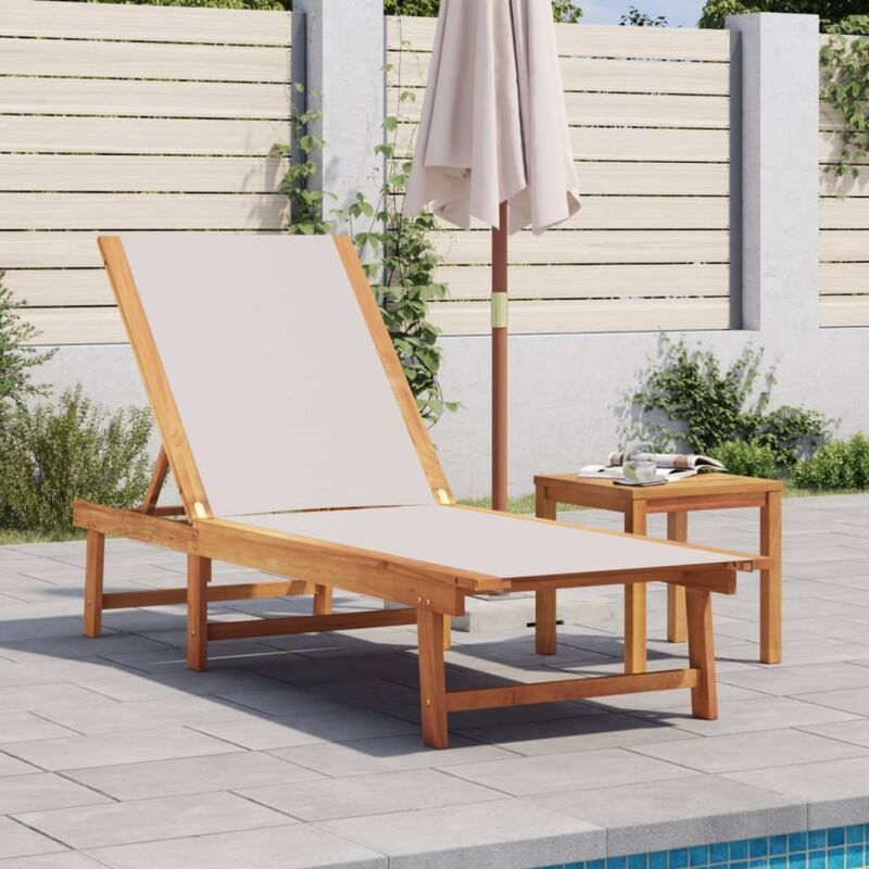 foto del prodotto vidaxl lettino prendisole con tavolo grigio massello acacia textilene