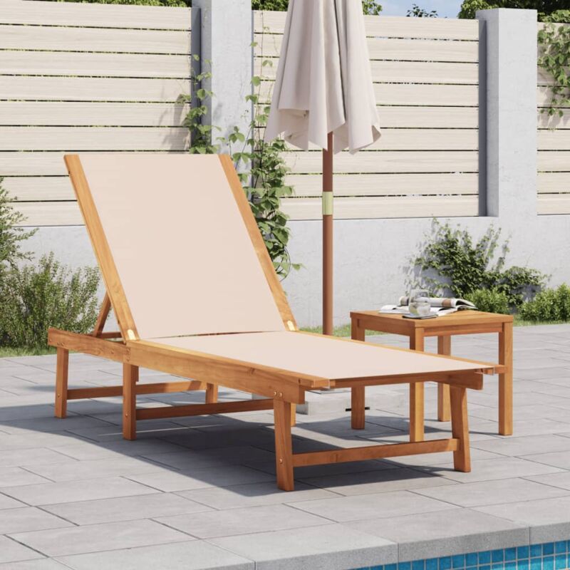 foto del prodotto vidaxl lettino prendisole crema legno massello di acacia e textilene