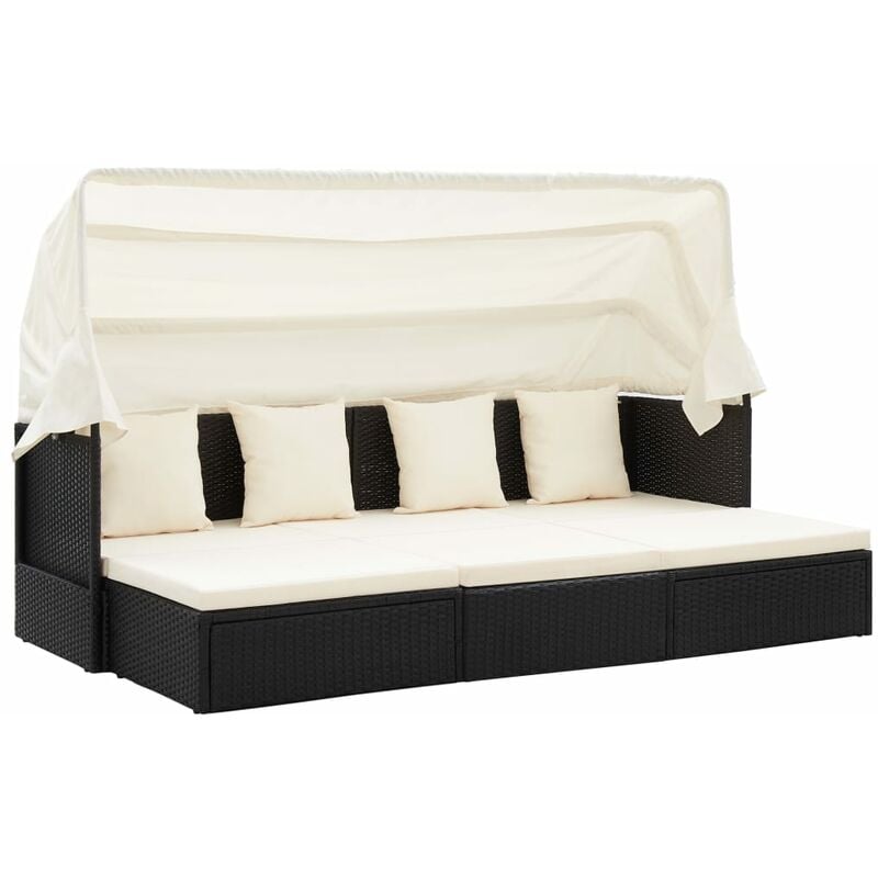 foto del prodotto vidaxl lettino prendisole da esterni dal design elegante con tettuccio vari colori colore nero