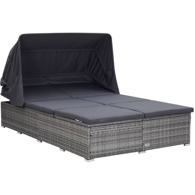 foto del prodotto vidaxl lettino prendisole di design con tettuccio per 2 persone con cuscino vari colori colore grigio