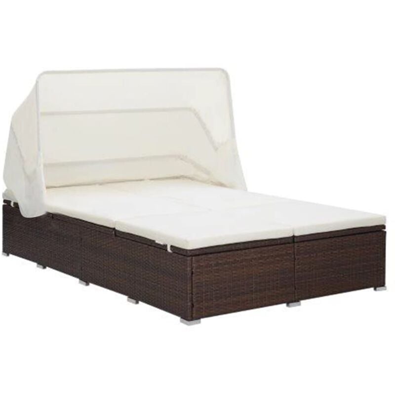 foto del prodotto vidaxl lettino prendisole di design con tettuccio per 2 persone con cuscino vari colori colore marrone