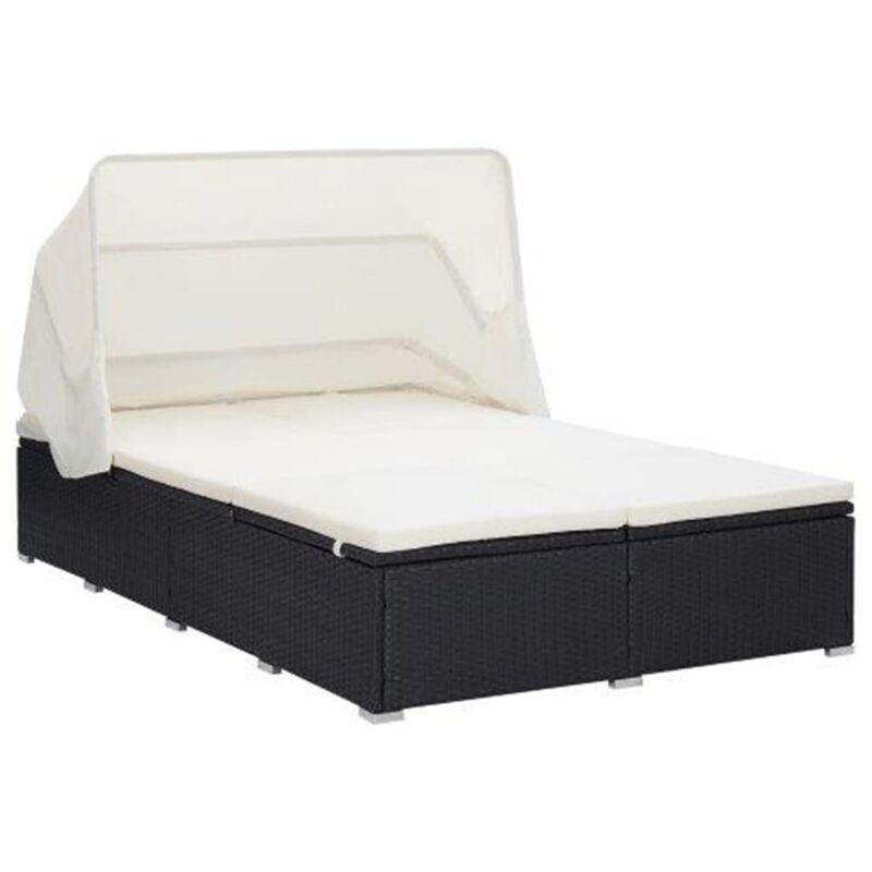 foto del prodotto vidaxl lettino prendisole di design con tettuccio per 2 persone con cuscino vari colori colore nero