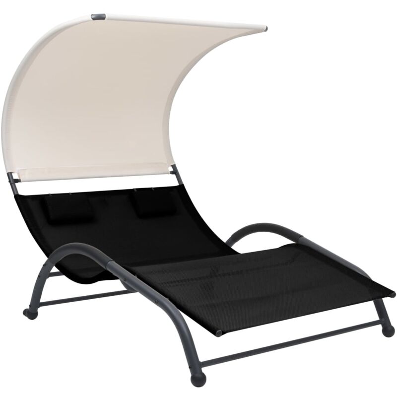 foto del prodotto vidaxl lettino prendisole doppio con baldacchino in textilene nero 310870
