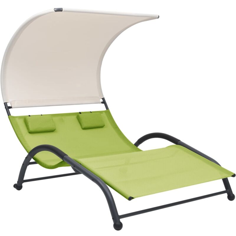 foto del prodotto vidaxl lettino prendisole doppio con baldacchino in textilene verde 391506