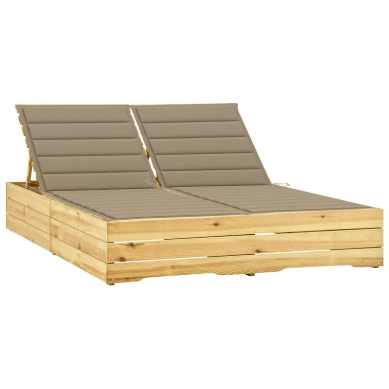 foto del prodotto vidaxl lettino prendisole doppio con cuscini beige in pino impregnato