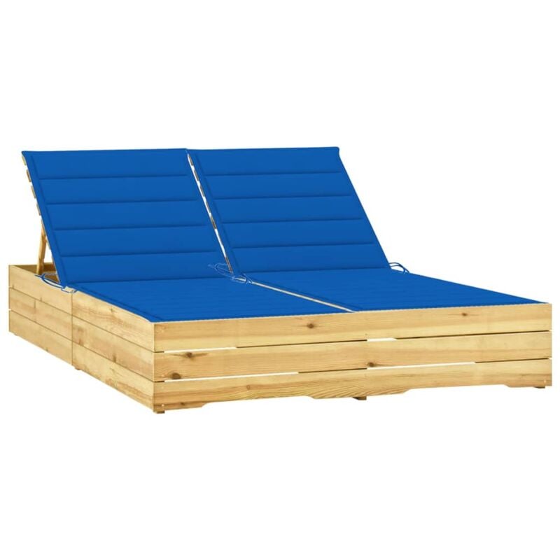 foto del prodotto vidaxl lettino prendisole doppio e cuscini blu reale pino impregnato