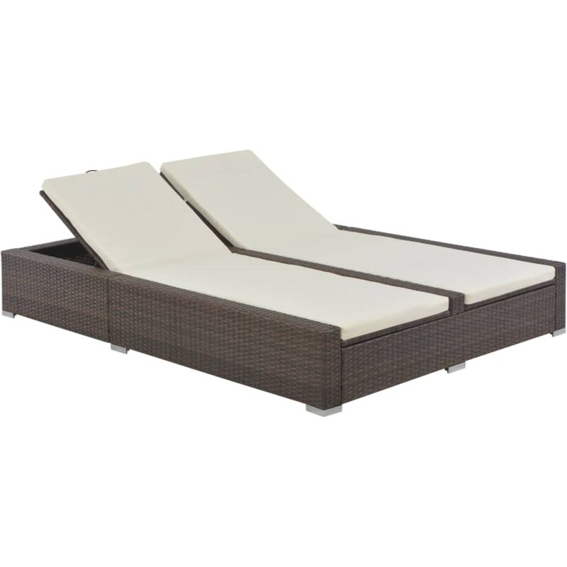 foto del prodotto vidaxl lettino prendisole doppio in polyrattan marrone