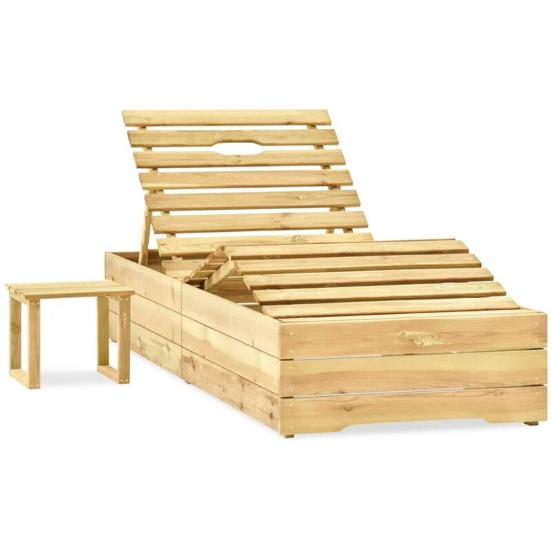 foto del prodotto vidaxl lettino prendisole e tavolino in legno di pino impregnato