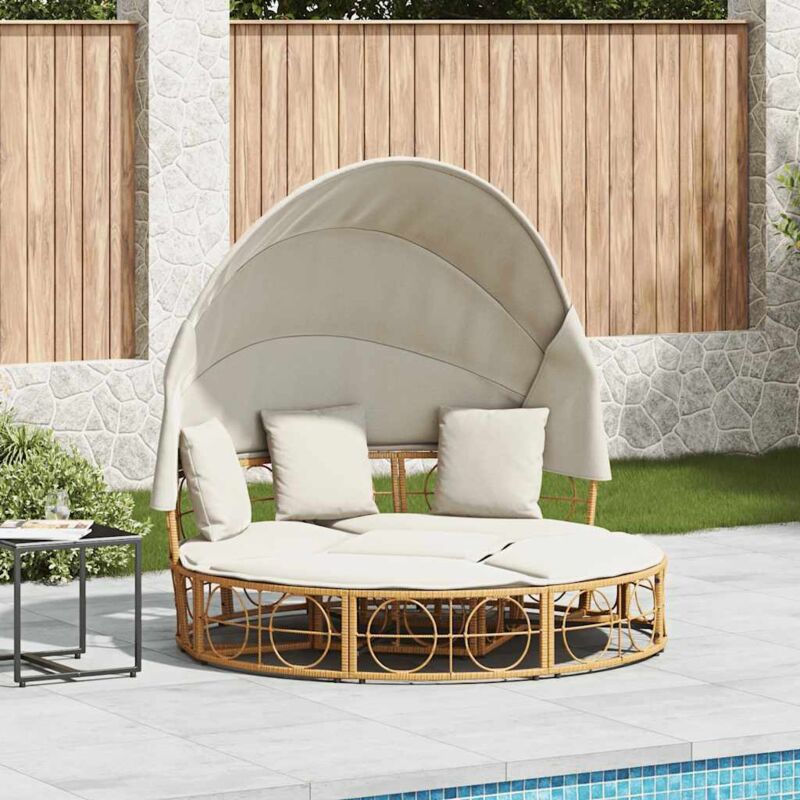 foto del prodotto vidaxl lettino prendisole esterno tetto e cuscini in polyrattan