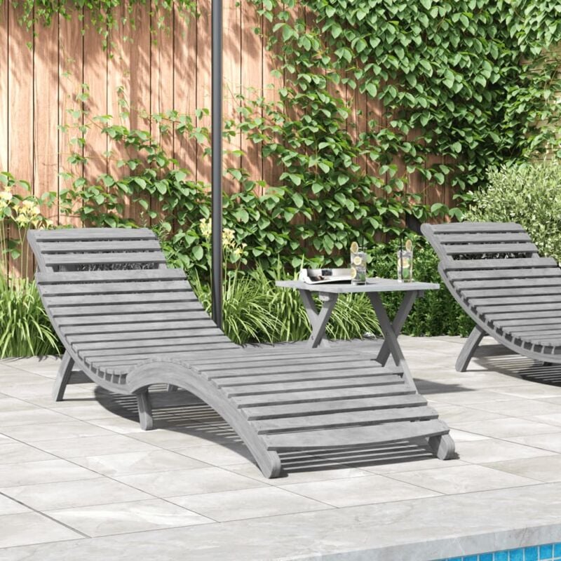 foto del prodotto vidaxl lettino prendisole grigio 184x55x64 cm legno massello di acacia