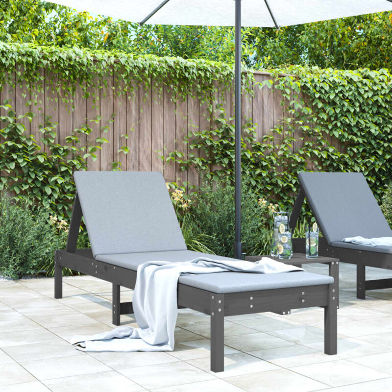 foto del prodotto vidaxl lettino prendisole grigio 199,5x60x74 cm legno massello di pino