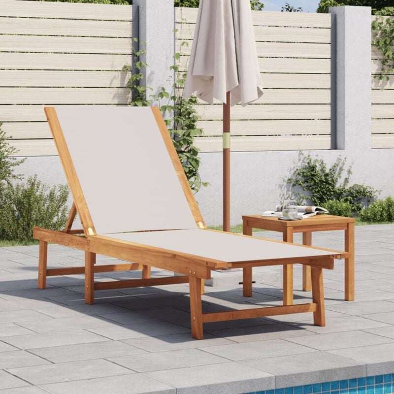 foto del prodotto vidaxl lettino prendisole grigio legno massello di acacia e textilene
