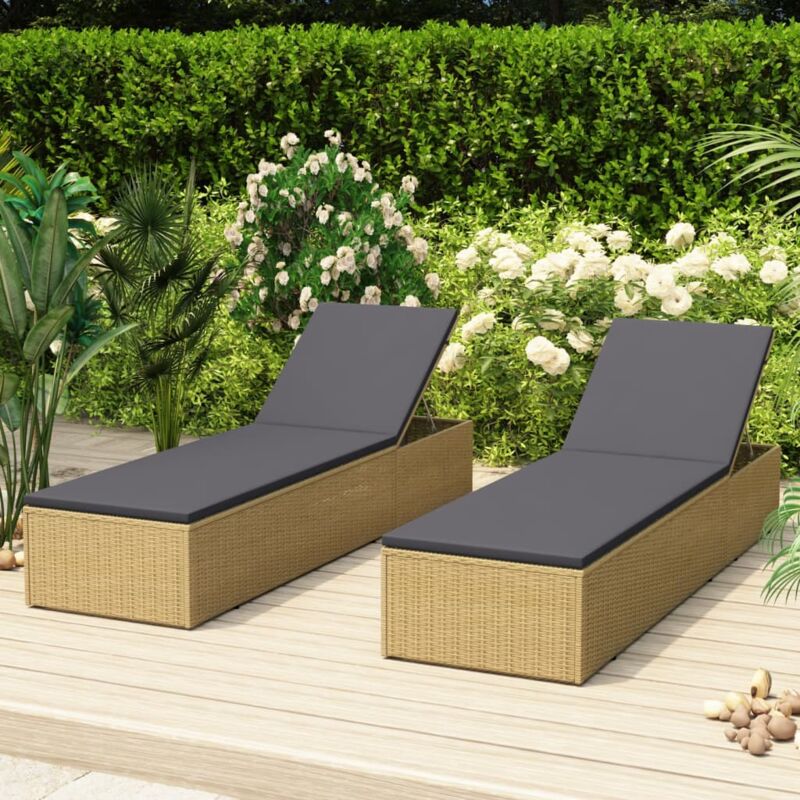 foto del prodotto vidaxl lettino prendisole in polyrattan marrone e grigio scuro