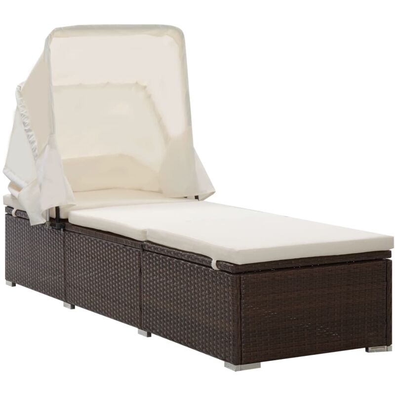 foto del prodotto vidaxl lettino prendisole in stile elegante con tettuccio cuscini vari colori colore marrone