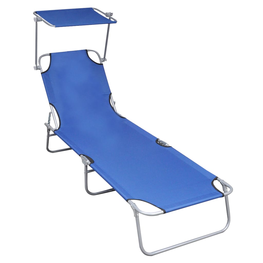 foto del prodotto vidaxl lettino prendisole pieghevole con baldacchino blu in alluminio