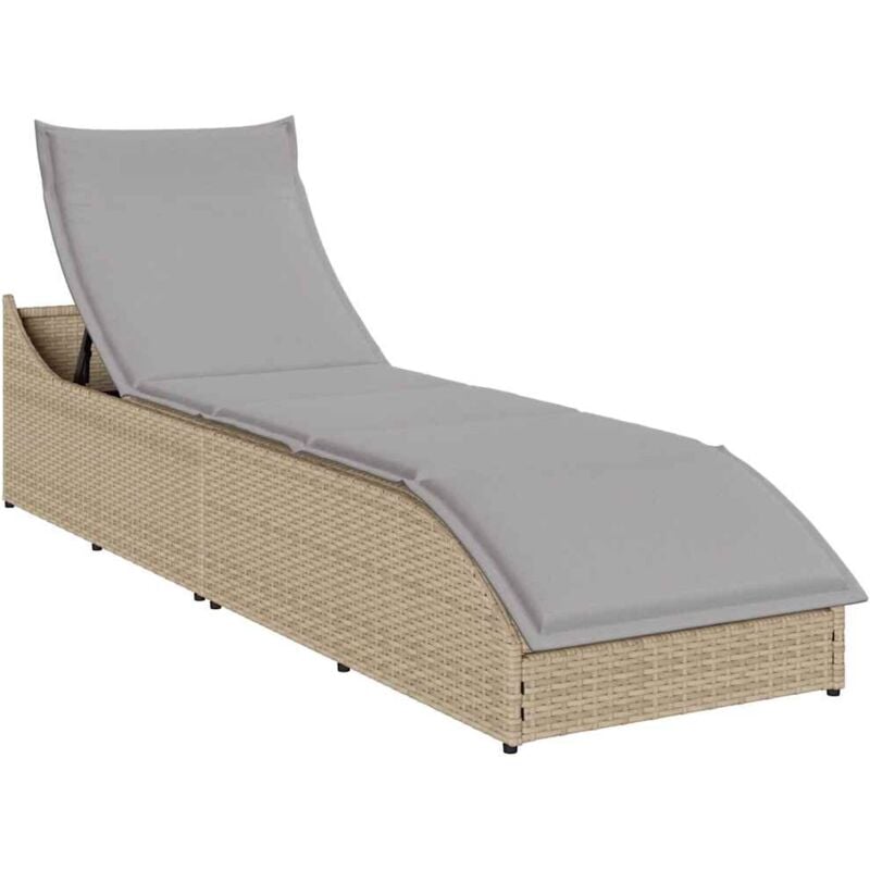 foto del prodotto vidaxl lettino prendisole pieghevole con cuscino e portaoggetti beige