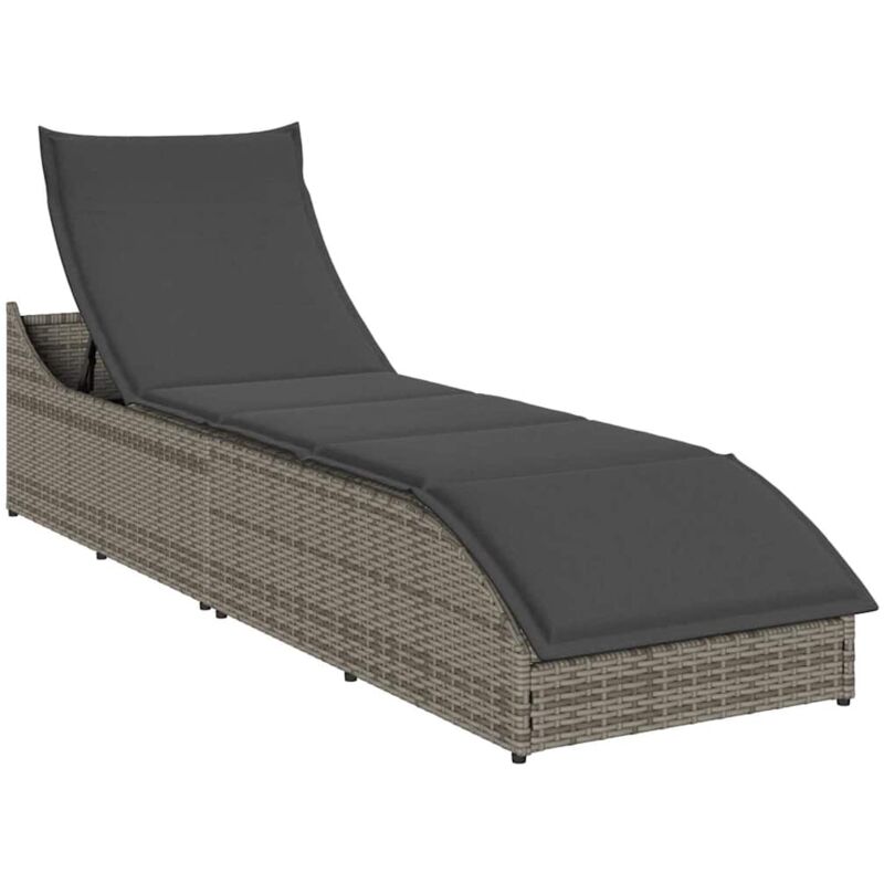 foto del prodotto vidaxl lettino prendisole pieghevole con cuscino e portaoggetti grigio