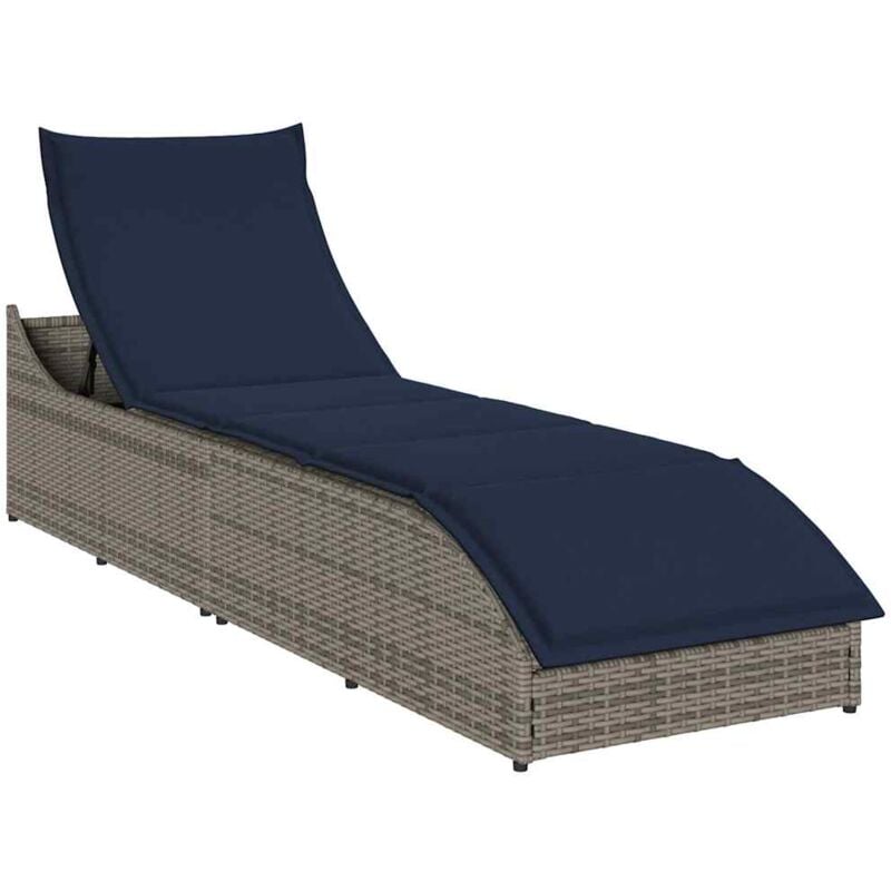 foto del prodotto vidaxl lettino prendisole pieghevole con cuscino e portaoggetti grigio