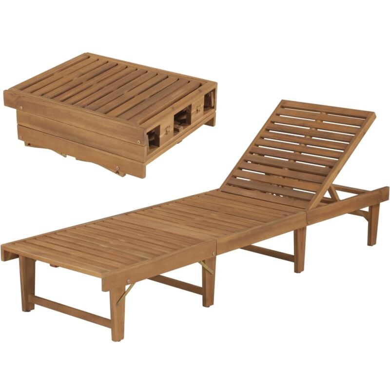 foto del prodotto vidaxl lettino prendisole pieghevole in legno massello di acacia design robusto