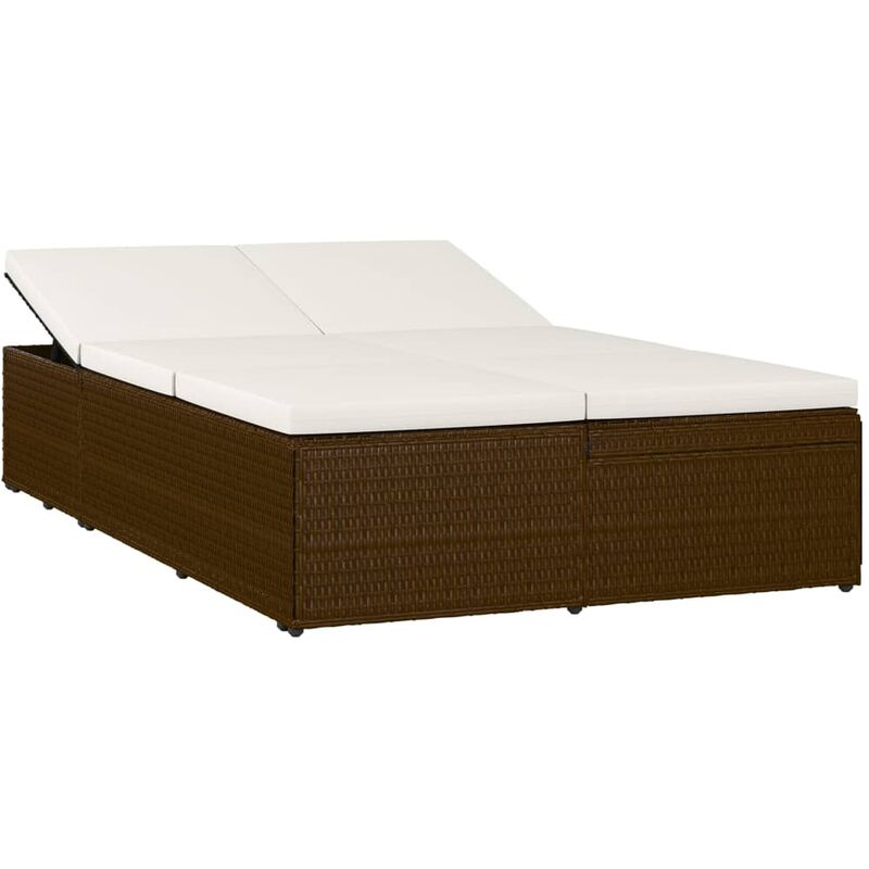 foto del prodotto vidaxl lettino prendisole trasformabile con cuscino polyrattan marrone