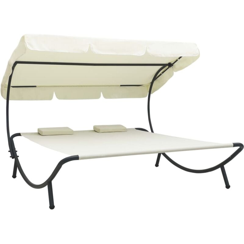 foto del prodotto vidaxl lettino prendisole xl con 2 cuscini telaio a baldacchino tettuccio vari colori colore crema