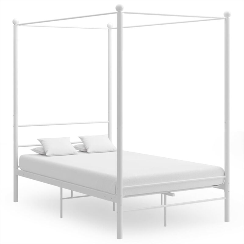foto del prodotto vidaxl letto a baldacchino bianco in metallo 140x200 cm