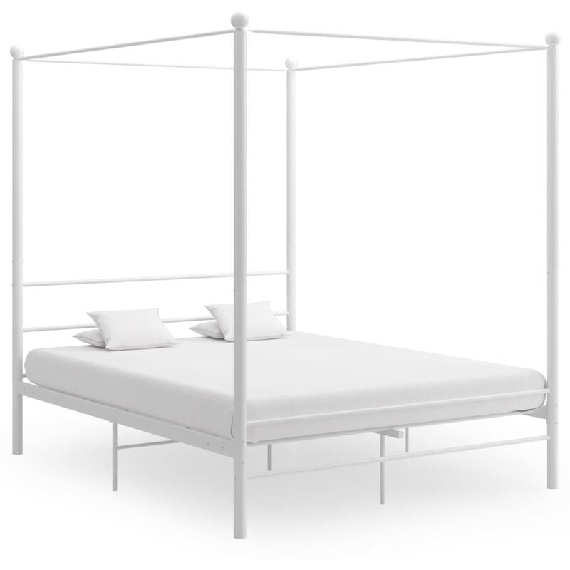 foto del prodotto vidaxl letto a baldacchino bianco in metallo 160x200 cm