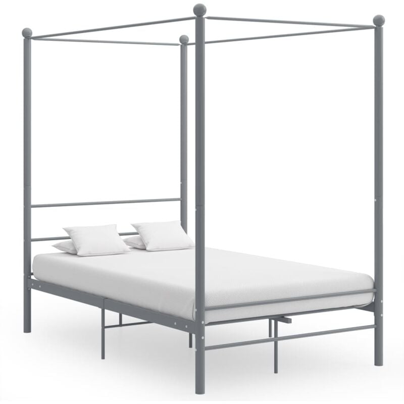 foto del prodotto vidaxl letto a baldacchino grigio in metallo 140x200 cm
