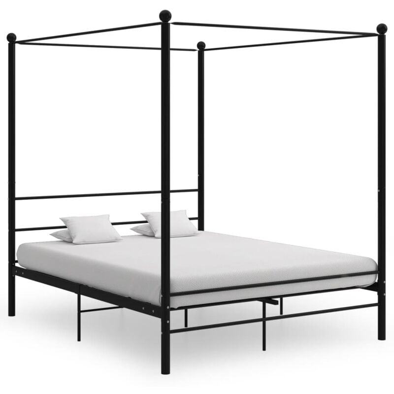 foto del prodotto vidaxl letto a baldacchino nero in metallo 160x200 cm