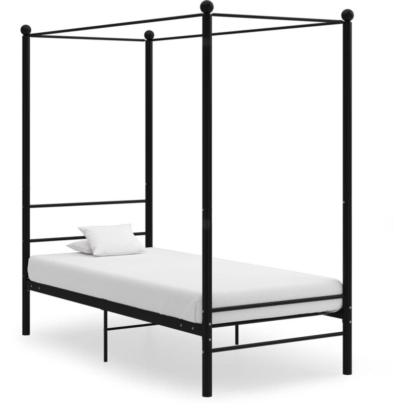 foto del prodotto vidaxl letto a baldacchino nero in metallo 90x200 cm