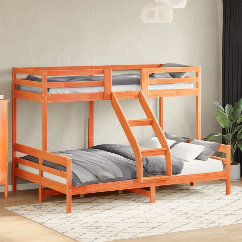 foto del prodotto vidaxl letto a castello 90x200 140x200 cm marrone cera massello pino