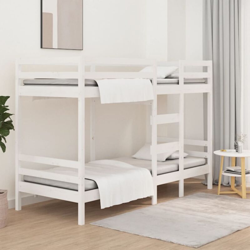 foto del prodotto vidaxl letto a castello bianco 90x200 cm in legno massello di pino