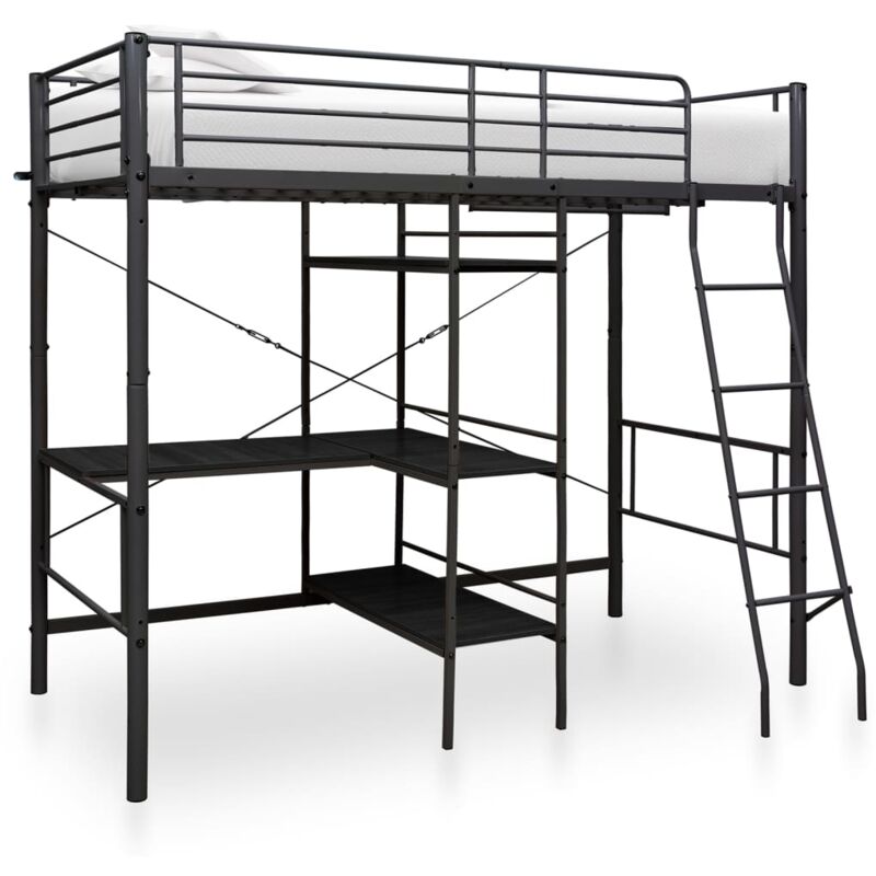 foto del prodotto vidaxl letto a castello con tavolino in metallo 90x200 cm vari colori colore nero