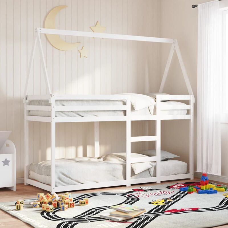 foto del prodotto vidaxl letto a castello con tetto bianco 80x200 cm legno massello pino