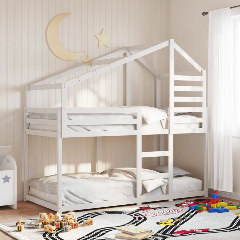 foto del prodotto vidaxl letto a castello con tetto bianco 90x200 cm in legno di pino 530609