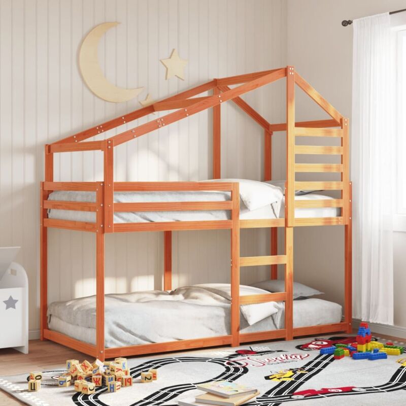 foto del prodotto vidaxl letto a castello con tetto cera 90x200 cm legno massello pino