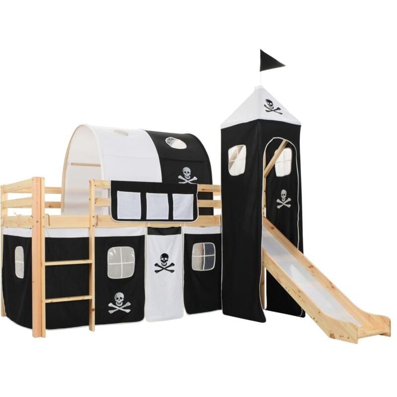 foto del prodotto vidaxl letto a castello per bambini scivolo e scala in pino 97x208cm